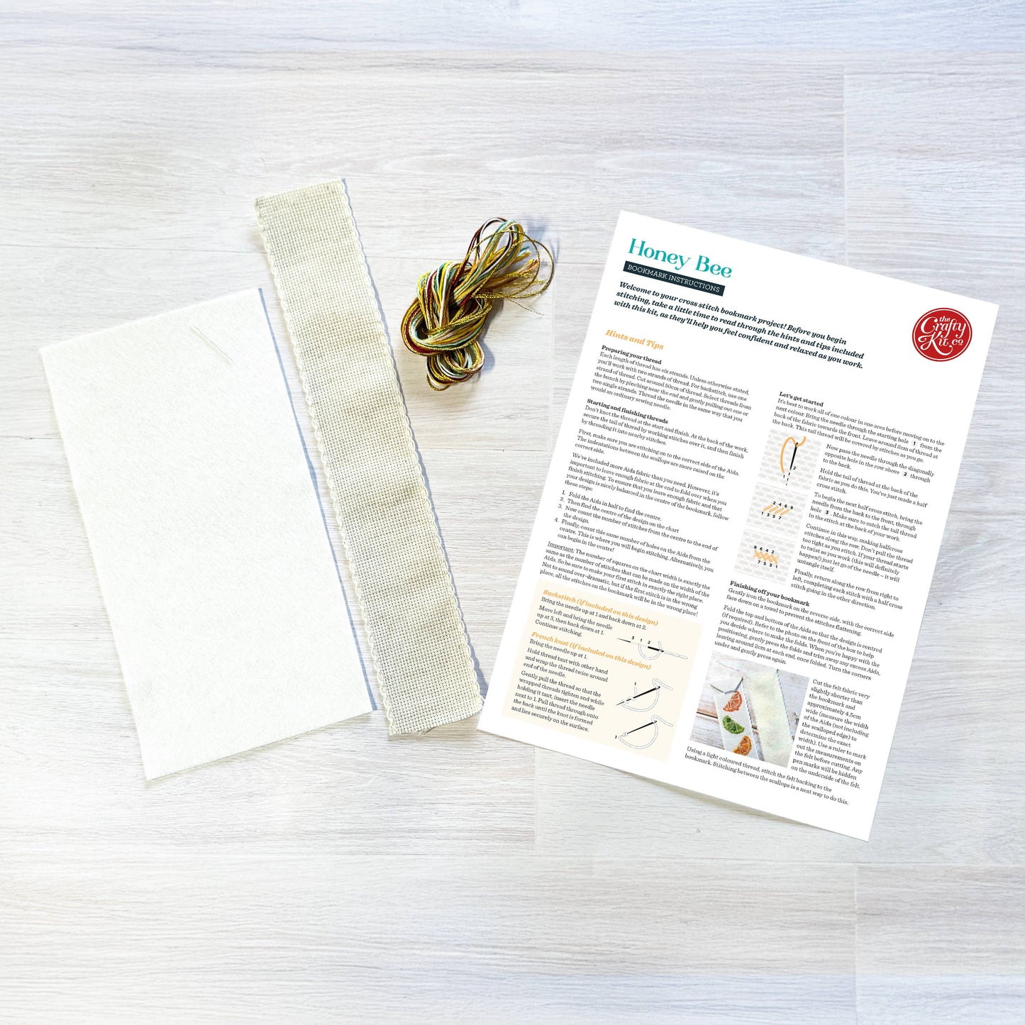 Honey Bee Bookmark Cross Stitch Kit - Crafty Kit Co.