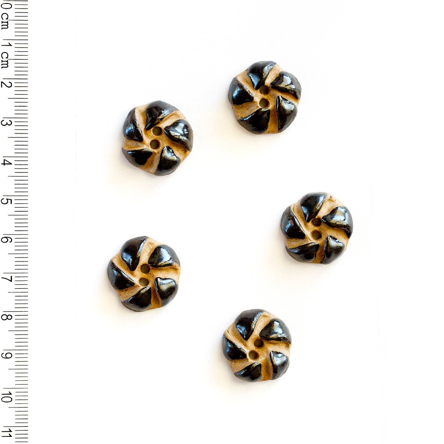L379 Timeless Terracotta Sewing Buttons with Black Swirl