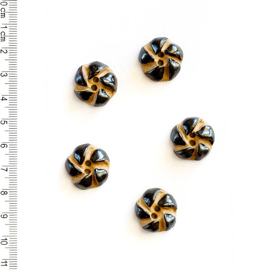 L379 Timeless Terracotta Sewing Buttons with Black Swirl