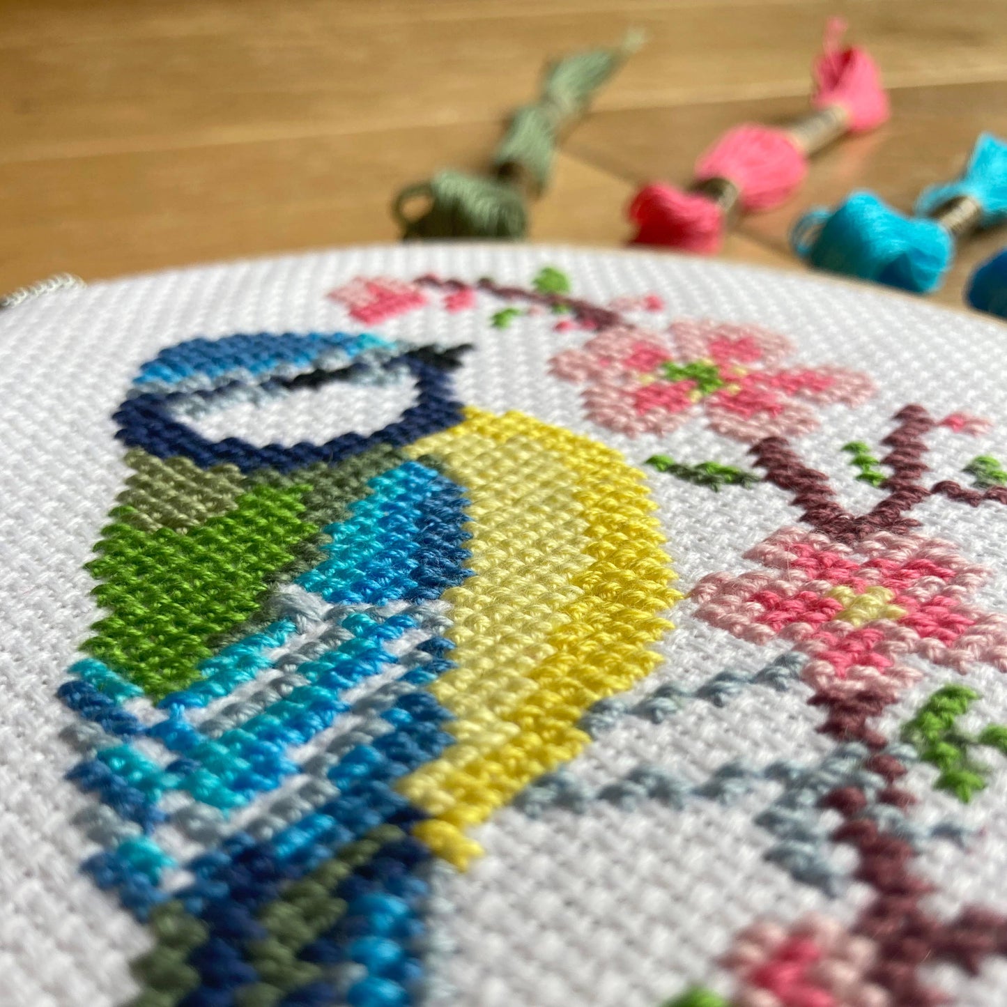 Blue Tit & Blossom - Cross Stitch Kit