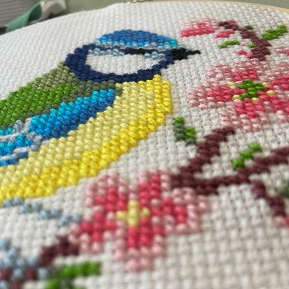 Blue Tit & Blossom - Cross Stitch Kit