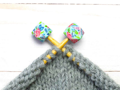 Blue Floral Hexagon | Stitch Stoppers Knitting Notions