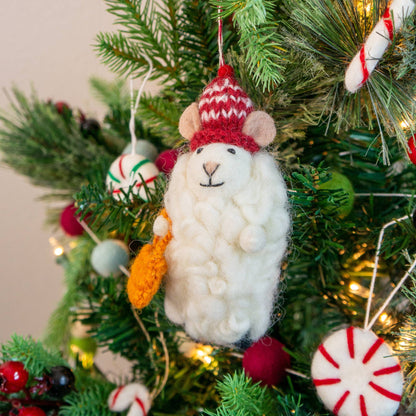 Sheepy Mouse Holiday Eco Wool Ornament