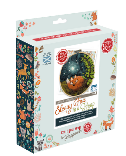 Sleepy Fox in a Hoop: Paint with Wool Needle Felt Craft Kit