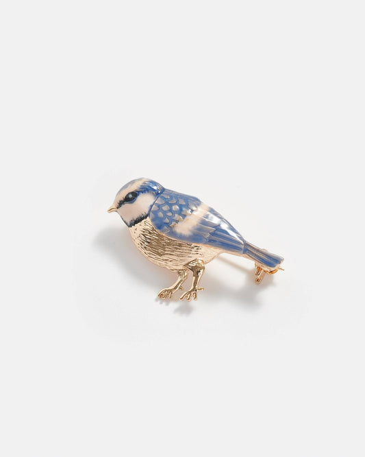 FABLE Enamel Blue Tit Brooch: Matchbox
