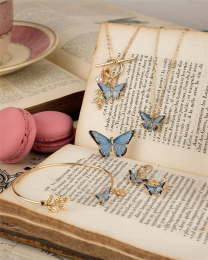 FABLE Enamel Blue Butterfly Huggie Earrings: Matchbox - Perfect for Gifting