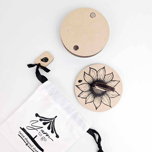 Yarn To Go Carousel – Portable Yarn Butler with Wrist Strap: Sunflower