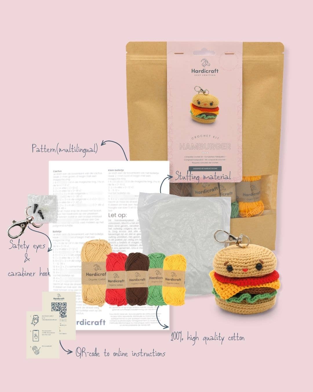 Hamburger Bag Charm - DIY Crochet Kit