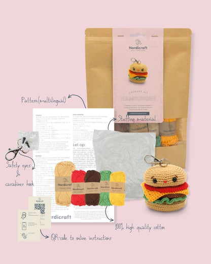 Hamburger Bag Charm - DIY Crochet Kit