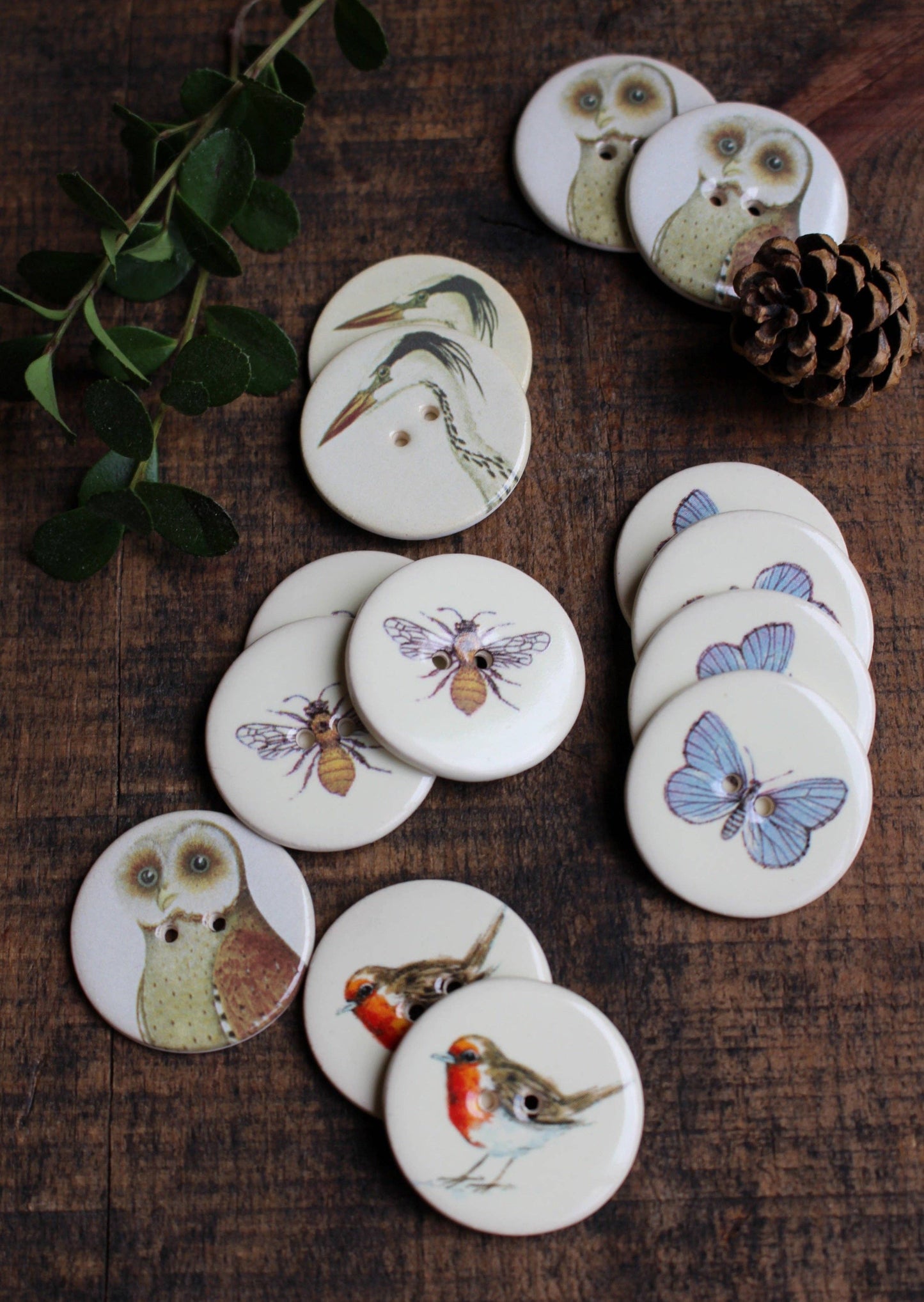 Ceramic Buttons Handmade - Flying Friends