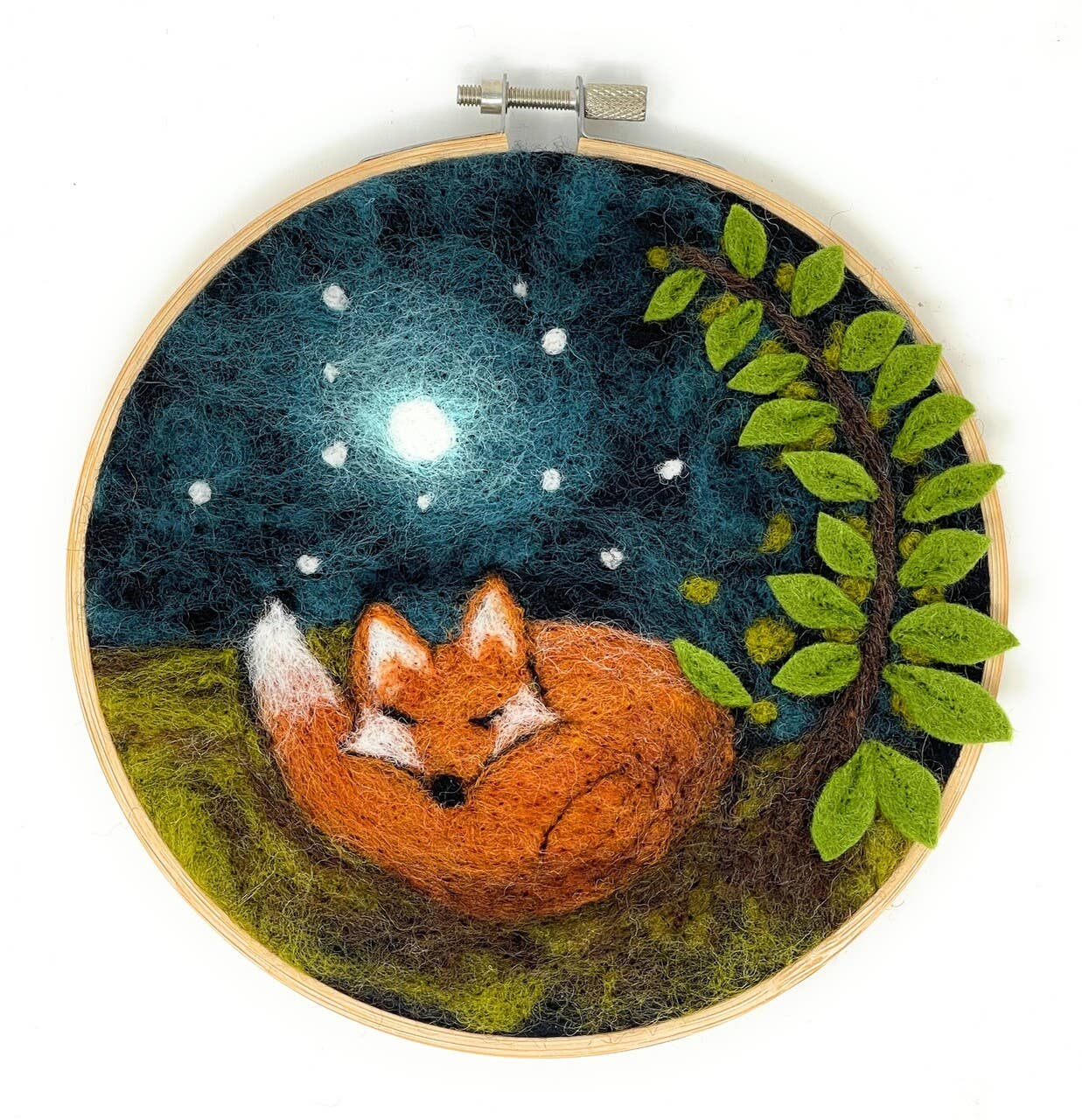 Sleepy Fox in a Hoop: Paint with Wool Needle Felt Craft Kit