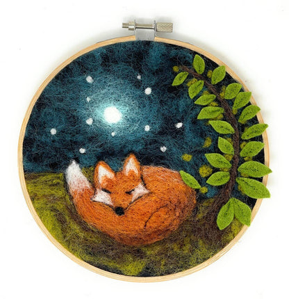 Sleepy Fox in a Hoop: Paint with Wool Needle Felt Craft Kit