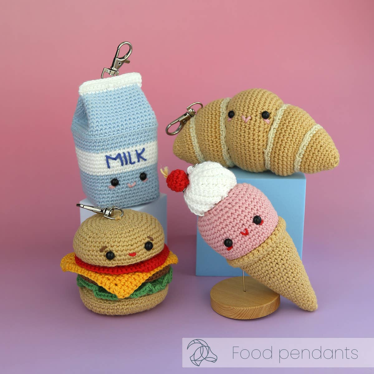 Hamburger Bag Charm - DIY Crochet Kit