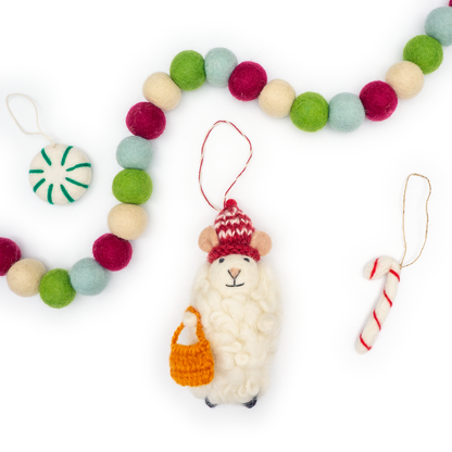 Sheepy Mouse Holiday Eco Wool Ornament