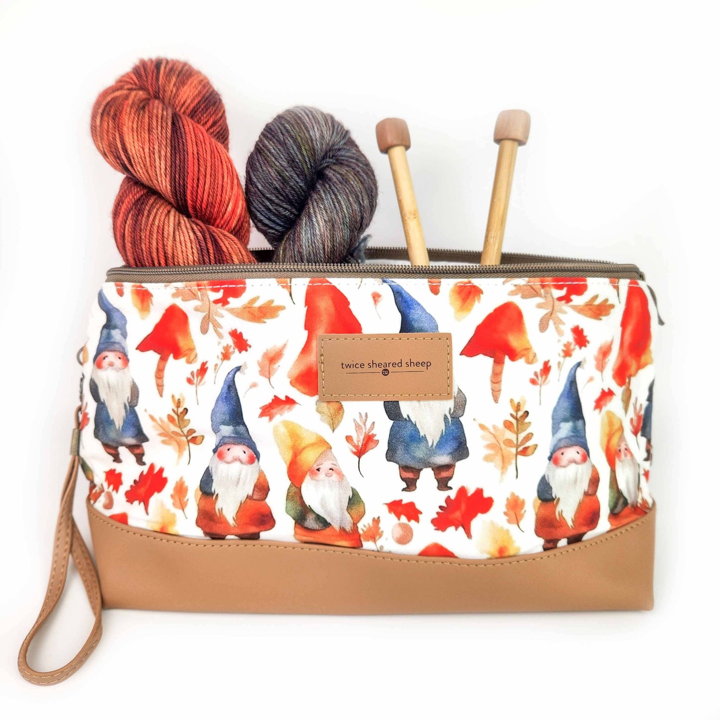 Gnome Friends Trinity Bag – Small Zippered Knitting Project Bag