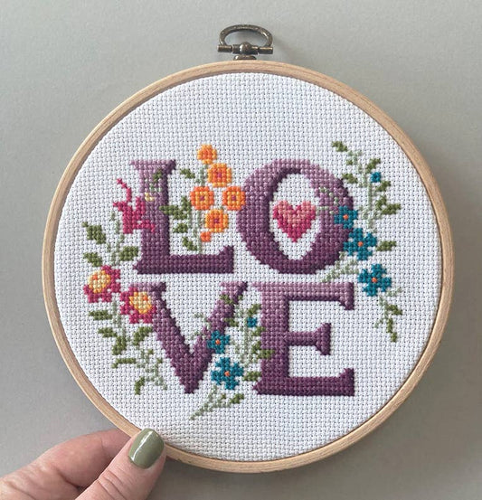 Love - Four Letter Floral Cross Stitch Kit