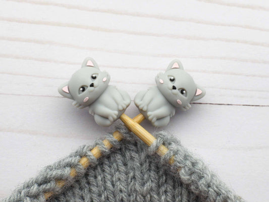 Grey Cat | Stitch Stoppers Knitting Notions