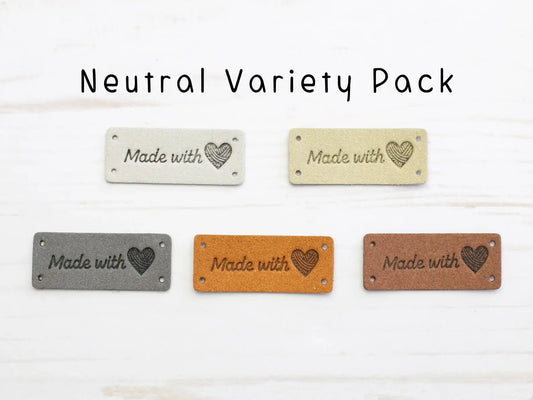 Made With Love | Horizontal Tags Faux Leather: Neutral Variety Pack