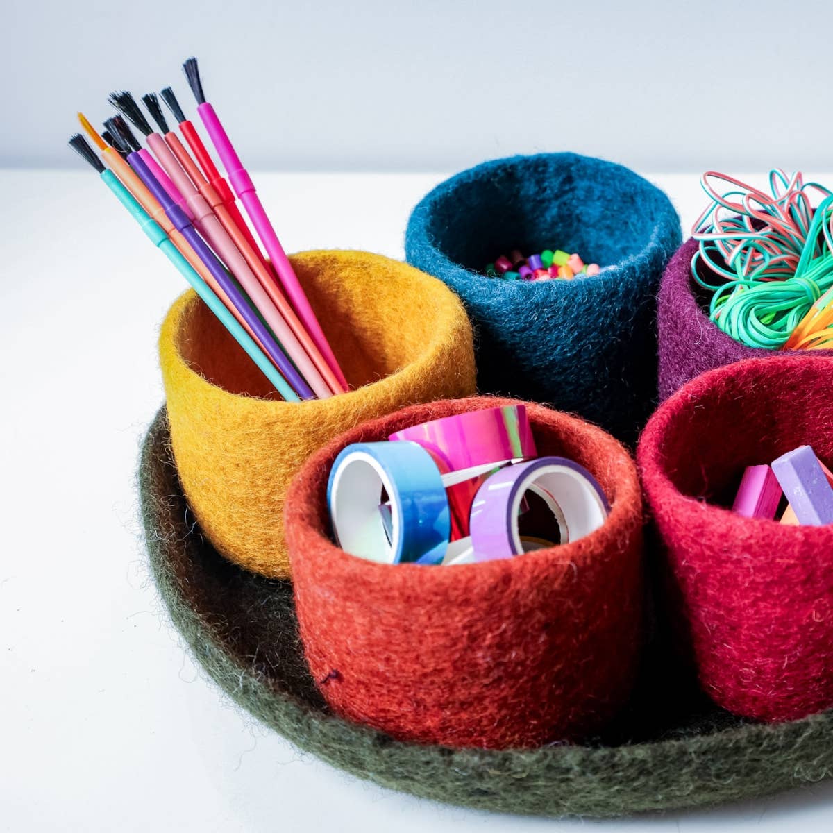 Felt Tidy Pod | Felt Organizer Tray | Felt Storage Bowls | Fibres of Life