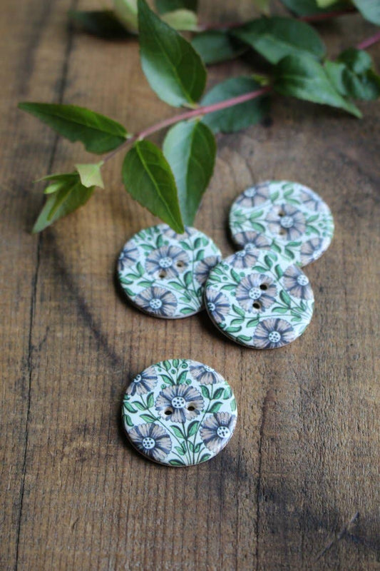 Ceramic Buttons Handmade - Daisy
