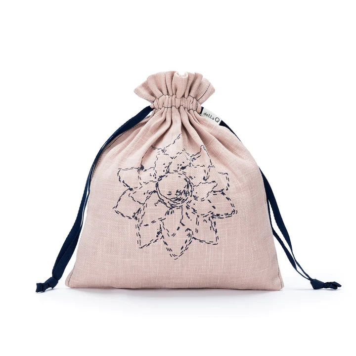 della Q Eden Cotton Pouch - Blush Linen Small