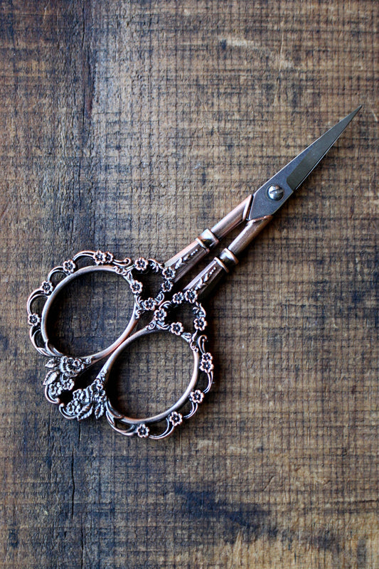 Victorian Scrollwork Scissors - Antique Copper