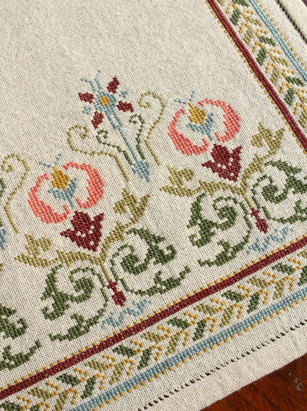 Cross Stitch Kit Arcadian Peony table runner