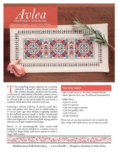 Cross Stitch Kit Despina’s Anemone Table Runner