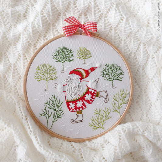Skating Santa Embroidery Kit