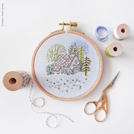 Snowy Cabin Embroidery Kit